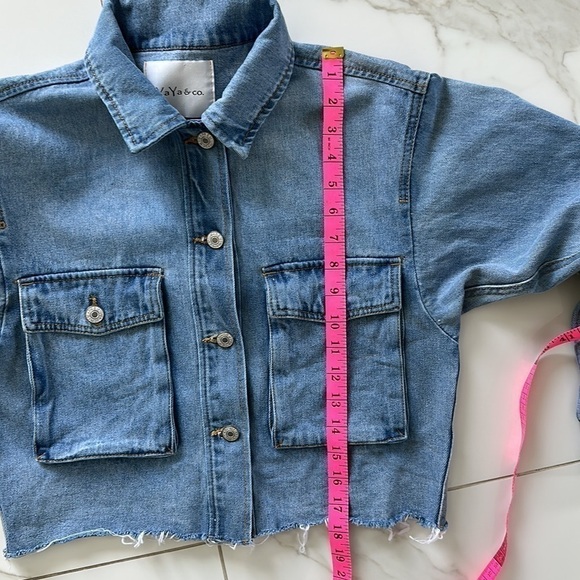 YaYa & Co Cropped denim jacket size small - Picture 6 of 7